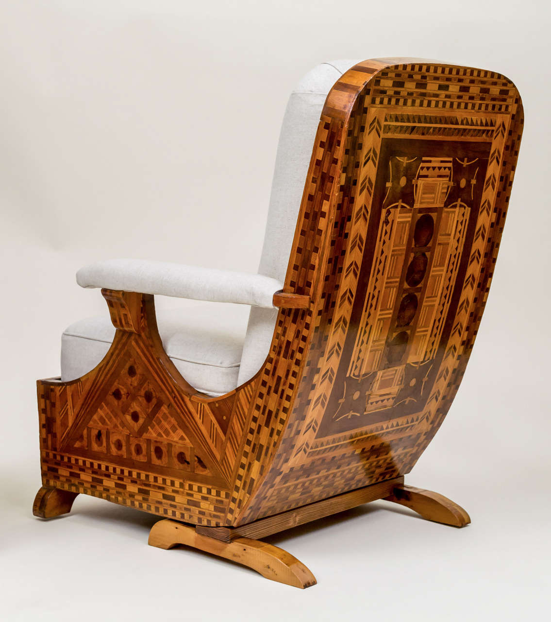 American Folk Art Marquetry Furniture, Suite of Five Pieces For Sale at